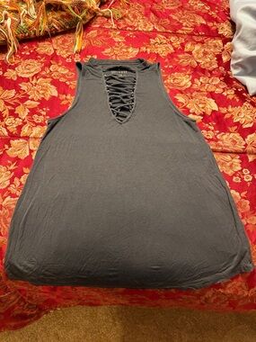 American Eagle Outfitters Black Lace-Up Racerback Tank